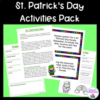 Preview of St. Patrick's Day Reading Comprehension, Task Cards and Printables