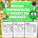 St. Patrick's Reading Comprehension Worksheets PreK Kinder