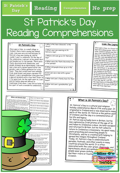 Preview of St Patrick's Day Reading Comprehensions - Fiction and Non-Fiction for all levels