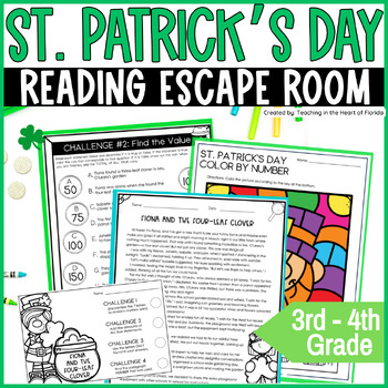 Preview of St. Patrick's Day Reading Escape Room  3rd - 4th Grade ELA Escape Room