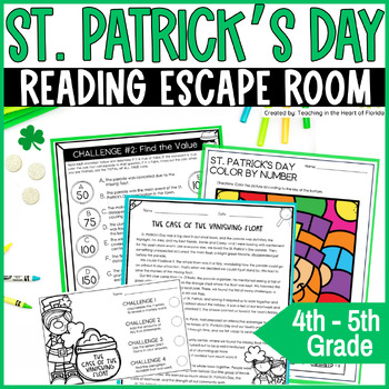 Preview of St. Patrick's Day Reading Escape Room 4th - 5th Grade ELA Escape Room