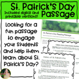 St. Patrick's Day Reading Passage-Digital & Printable Versions!