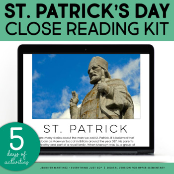 Preview of St. Patrick's Day Reading Comprehension Passages Questions & Activities DIGITAL