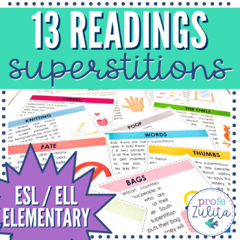 Preview of St. Patrick's Day Readings 13 Superstitions in English Gallery Walk - ESL / ELL