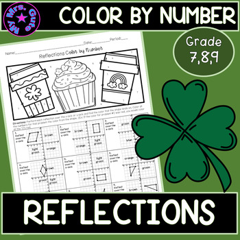 Preview of St. Patrick’s Day Reflections Color by Number Worksheet