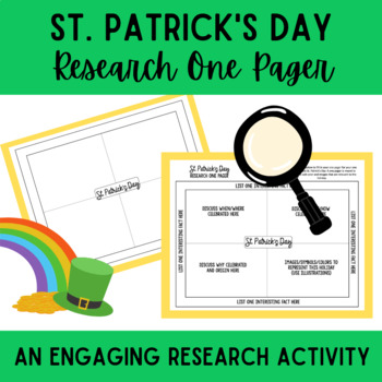 Preview of St. Patrick's Day Research One Pager-  6th, 7th, 8th Grade Research Activity