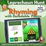 St. Patrick's Day Rhyming Words Activity with Decodable Poems