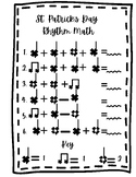 St. Patrick's Day Rhythm Math Worksheet for Sub Tubs, Revi