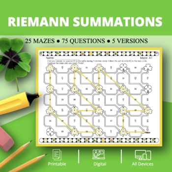 Preview of St. Patrick's Day: Riemann Summations Maze Activity
