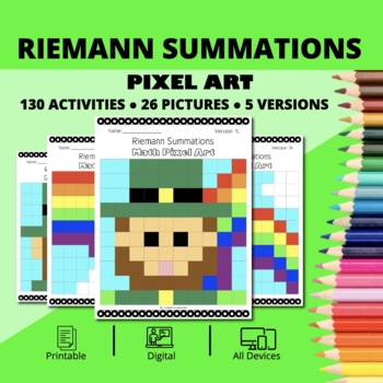 Preview of St. Patrick's Day: Riemann Summations Pixel Art Activity
