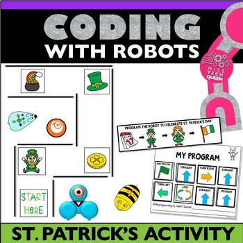 Preview of St. Patricks Day Robot Activity Bee Bot Mat Code and go Mouse Coding Games March