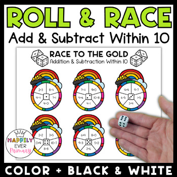 Preview of St. Patrick's Day Roll & Race Math Dice Games - Addition & Subtraction Within 10