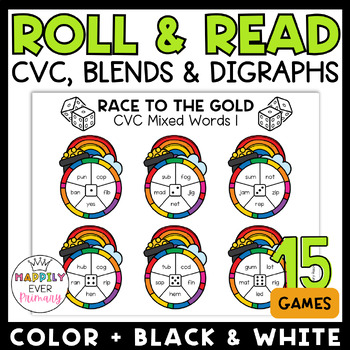 Preview of St. Patrick's Day Roll and Read Fluency Practice Games | CVC Digraphs Blends