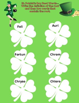 Preview of St. Patrick's Day Root Word Activity