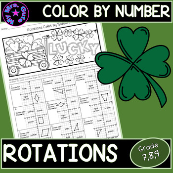 Preview of St. Patrick’s Day Rotations Color by Number Worksheet