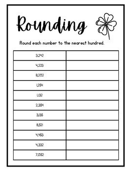 Preview of St. Patrick's Day Rounding Math Worksheets