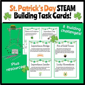 Preview of St. Patrick's Day STEAM Building Challenge Task Cards!