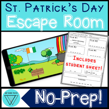 Preview of St Patrick's Day STEM Escape Room - Fun No Prep Fully Digital Breakout Challenge