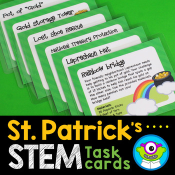 Preview of St. Patrick's Day STEM Task Cards (March) - Distance Learning + SeeSaw