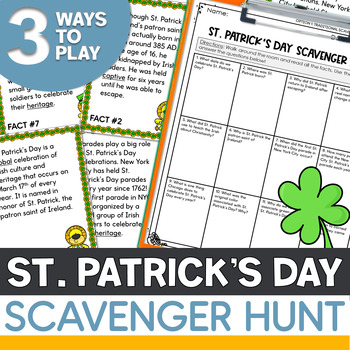 Preview of St. Patrick's Day Scavenger Hunt - Fun March Activity for ELA and History