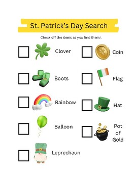 St. Patrick's Day Scavenger Hunt by PickleAndAPeanut | TPT
