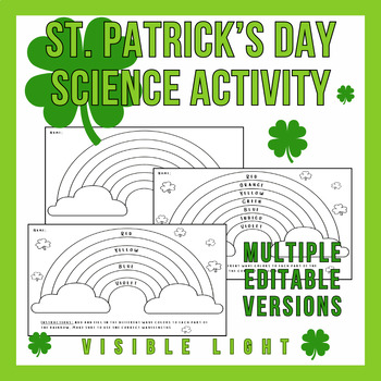 Preview of St Patrick's Day Science Activity - Visible Light Coloring Worksheet