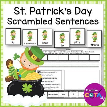 Preview of Occupational Therapy St Patrick's Scrambled Build a Sentence Writing Activities