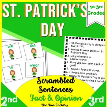 Preview of St Patricks Day Sight Word Scrambled Sentences - Fact and Opinion