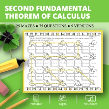 Preview of St. Patrick's Day: Second Fundamental Theorem of Calculus Maze Activity
