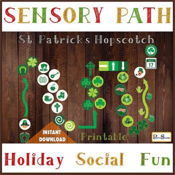 Preview of St. Patrick's Day Game, Sensory path, Clover, printable floor or wall decals