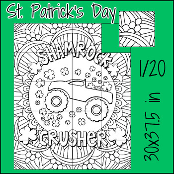 Preview of St. Patrick's Day Shamrock Collaborative Poster Craft Bulletin Board Coloring