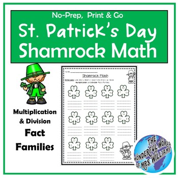 Preview of St. Patrick's Day Shamrock Math - Fact Families