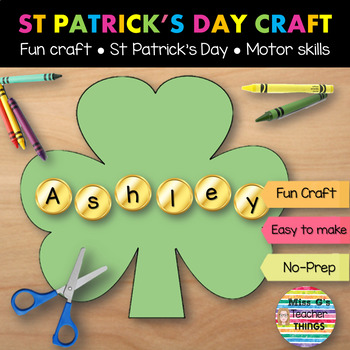 Preview of St. Patrick’s Day Shamrock Name Craft for Preschool, Pre-K and Kindergarten