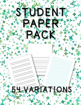Preview of St. Patrick's Day Shamrock Paper Pack for Journals, Writing, Handwriting