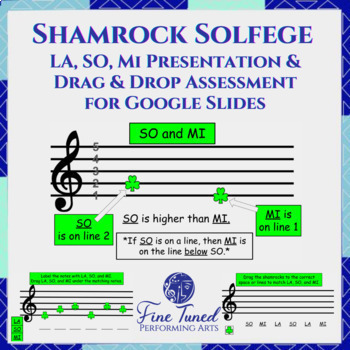 Preview of St. Patrick's Day Shamrock Solfege- LA SO MI Presentation w/ Drag & Drop