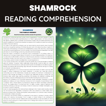 Preview of St Patricks Day Shamrock Symbol Reading Comprehension Passage Worksheet