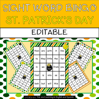Preview of St. Patrick's Day: Sight Word Bingo - Editable