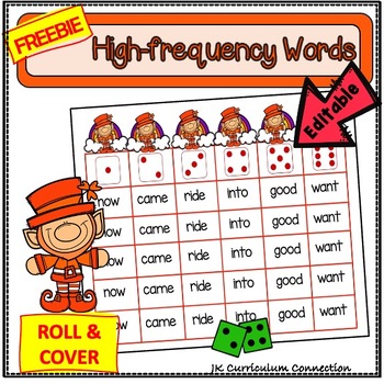 Preview of St. Patrick’s Day High Frequency Word Game FREEBIE – Roll & Cover {EDITABLE}