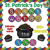 St. Patrick's Day Pot of Gold Sight Words Activity (Editable)