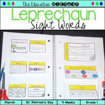 Preview of St. Patrick's Day Sight Words - Interactive Notebook