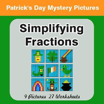 St. Patrick's Day: Simplifying Fractions - Color-By-Number Math Mystery Pictures