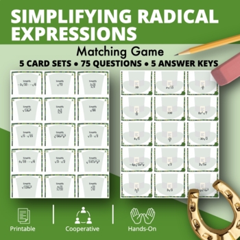 Preview of St. Patrick's Day: Simplifying Radical Expressions Matching Game