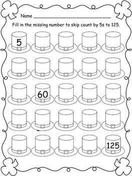 st patricks day skip counting by 2 5 10 and 100 worksheets tpt