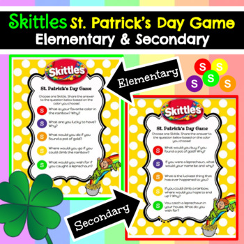 St. Patrick's Day *Skittles* Game (Elementary and Secondary Versions)