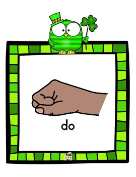 Preview of St. Patrick's Day Solfege Scale Hand Signs Flashcards Music Room Bulletin Board
