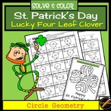 St Patrick's Day Solve and Color Circle Geometry- Arcs,Cen