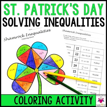 Preview of St. Patrick's Day Math Activity Solving Inequalities Middle School Math