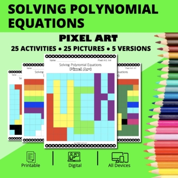 Preview of St. Patrick's Day: Solving Polynomial Equations Pixel Art Activity