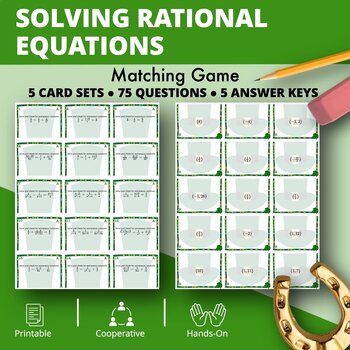 Preview of St. Patrick's Day: Solving Rational Equations Matching Games