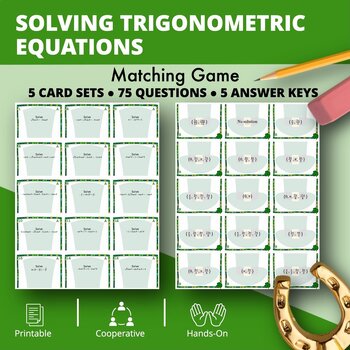 Preview of St. Patrick's Day: Solving Trigonometric Equations Matching Games